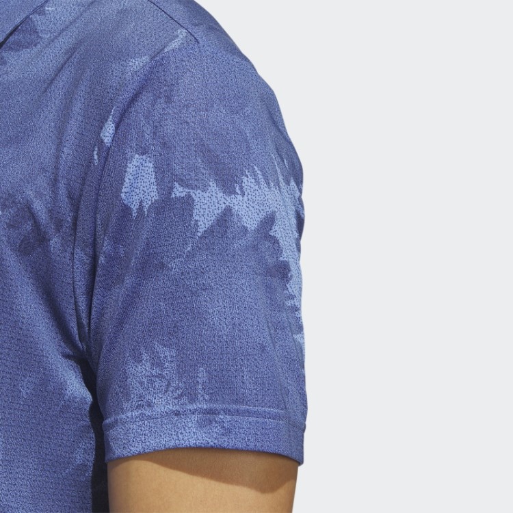 Camisa Polo De Golfe Azul Adidas Com Malha De Flores