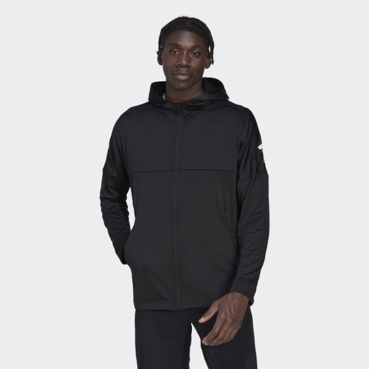 Adidas Moletom Com Capuz Preto Com Zíper Completo