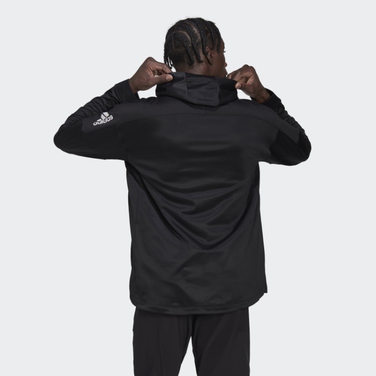 Adidas Moletom Com Capuz Preto Com Zíper Completo