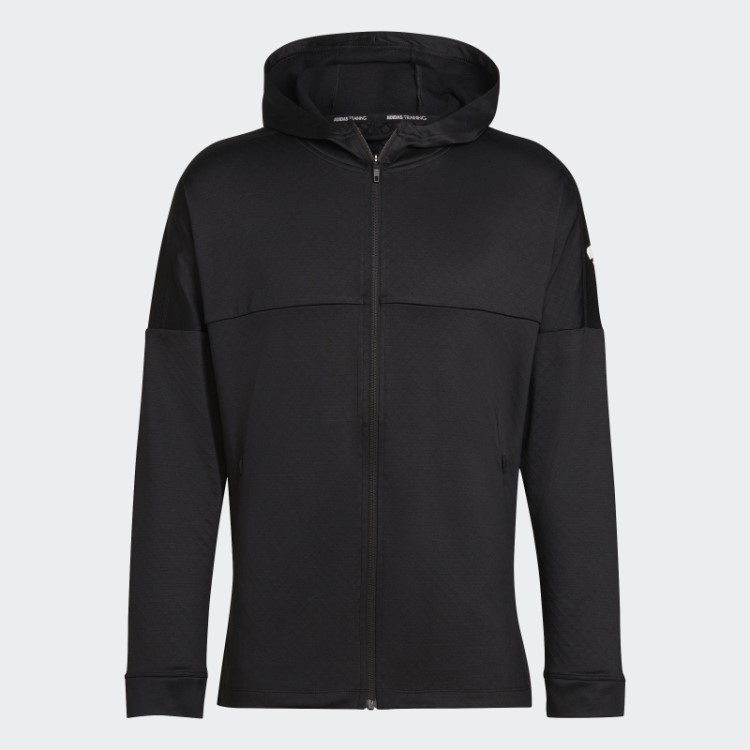 Adidas Moletom Com Capuz Preto Com Zíper Completo