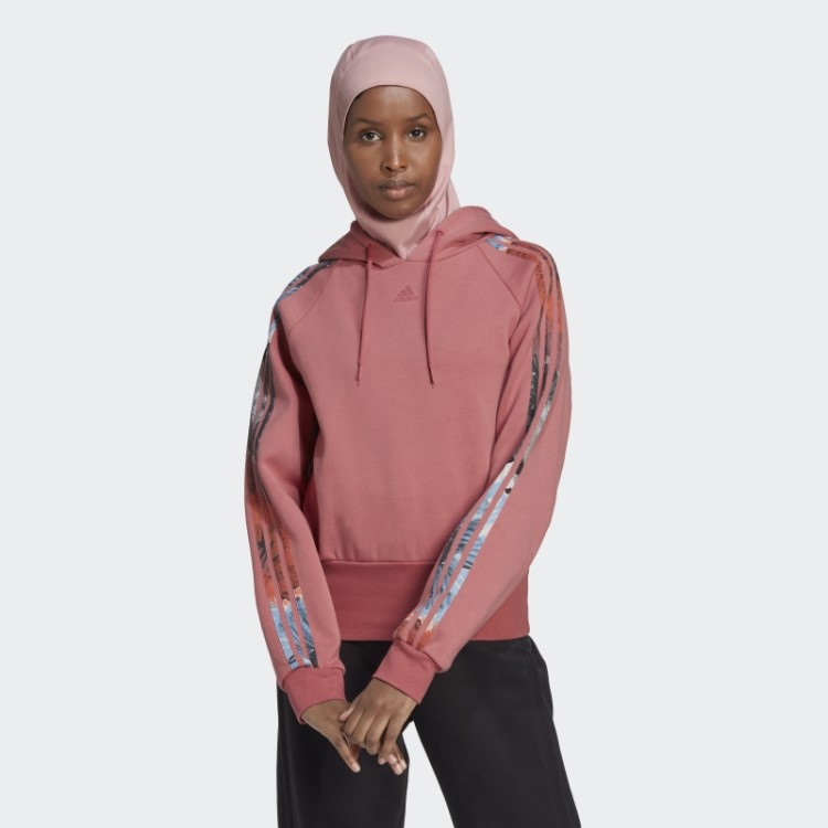 Moletom Vermelho Floral Com 3 Listras Adidas