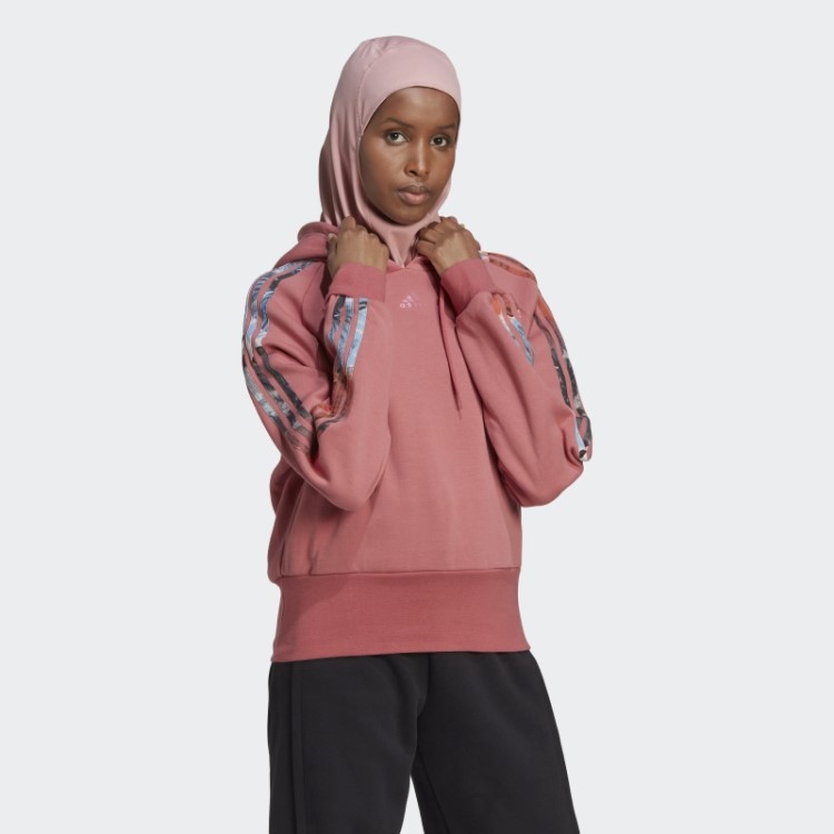 Moletom Vermelho Floral Com 3 Listras Adidas