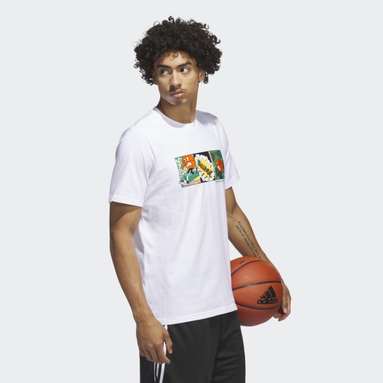 Camiseta Listrada De Basquete Com Listras Lil Adidas Branca