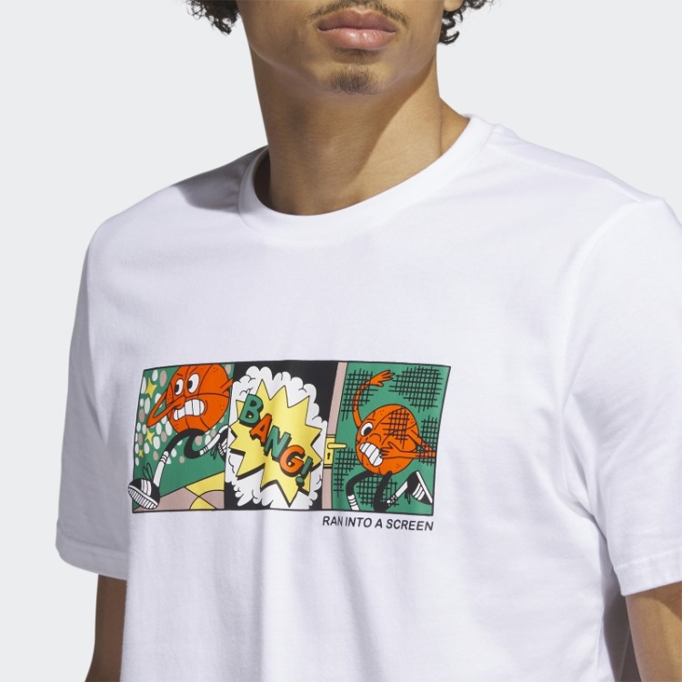 Camiseta Listrada De Basquete Com Listras Lil Adidas Branca