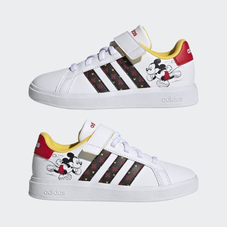 Adidas X Disney Grand Court Mickey Sapatos De Gancho E Laço Branco Quente