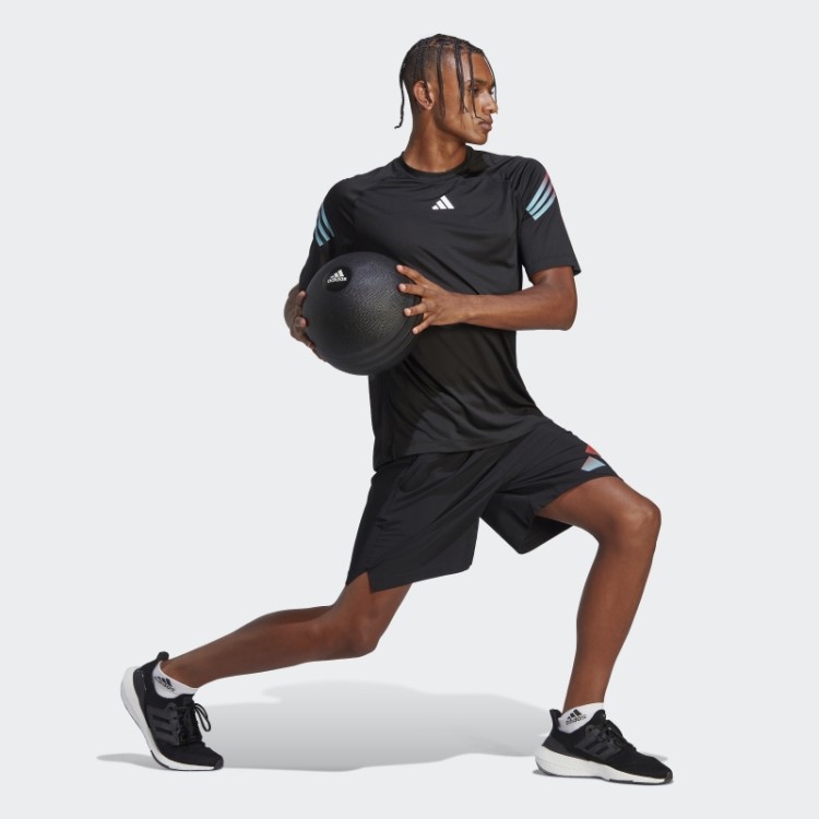 Bermuda De Treino Preta Adidas Train Icons Com As Três Listras