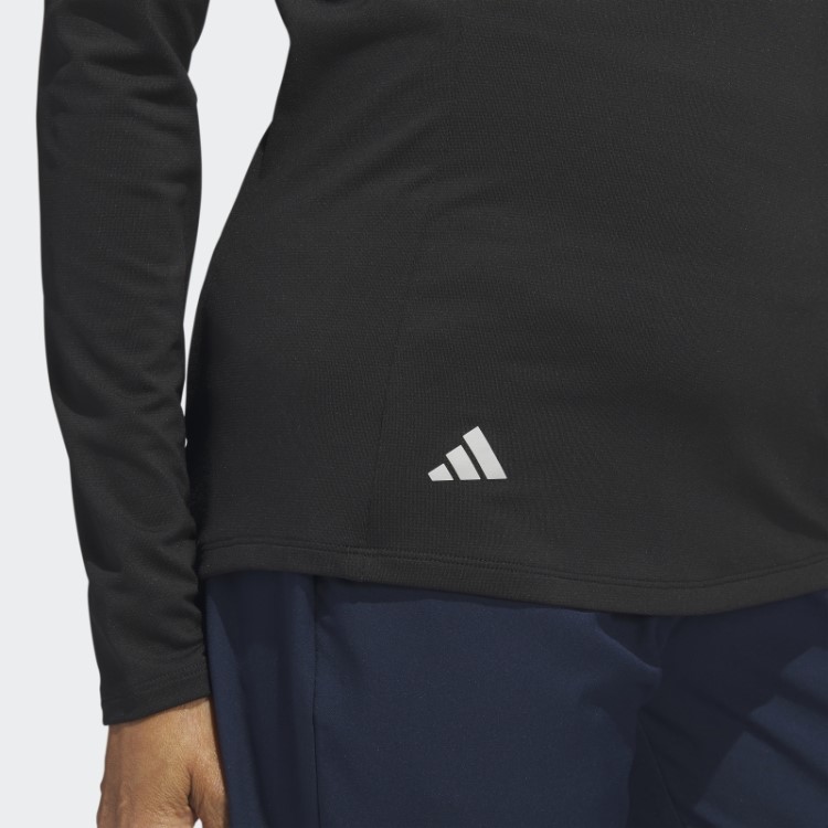 Camisa Pólo De Golfe De Manga Comprida Com Zíper Preto Adidas