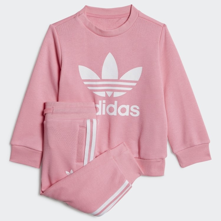 Conjunto De Moletom Da Tripulação Rosa Adidas