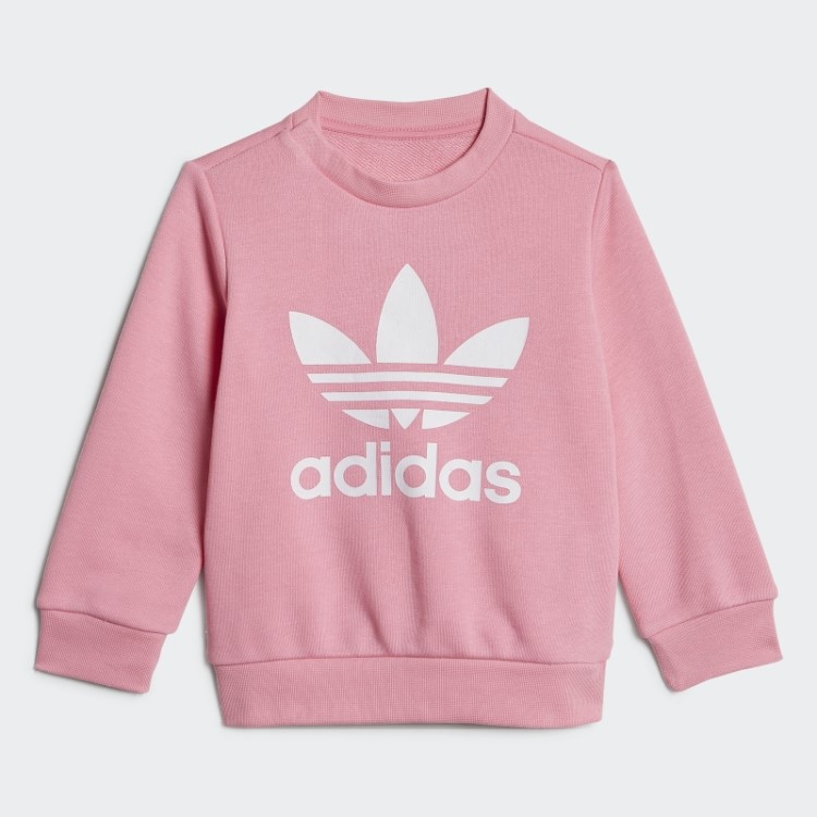 Conjunto De Moletom Da Tripulação Rosa Adidas