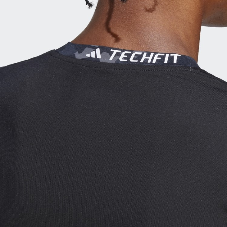 Blusa Manga Longa Para Treino Com Estampa Allover Preta Techfit Da Adidas