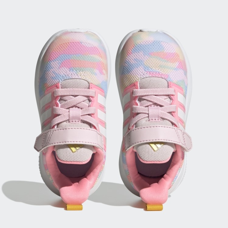 Elegante Dourado Adidas Fortarun 2.0 Cloudfoam Sport Running Tênis Elástico De Renda Com Tira Superior