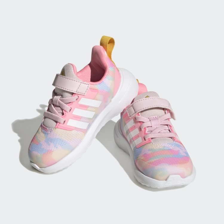 Elegante Dourado Adidas Fortarun 2.0 Cloudfoam Sport Running Tênis Elástico De Renda Com Tira Superior