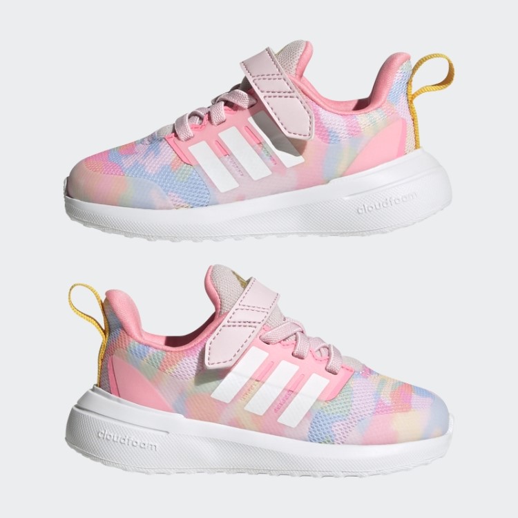 Elegante Dourado Adidas Fortarun 2.0 Cloudfoam Sport Running Tênis Elástico De Renda Com Tira Superior