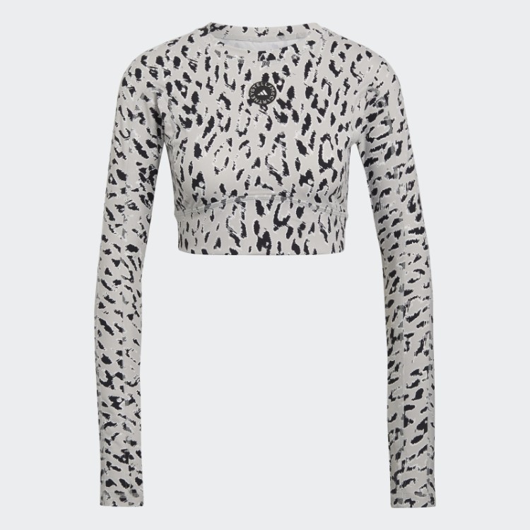 Top Cinza Fashion Adidas By Stella Mccartney Truestrength Manga Longa Cropped