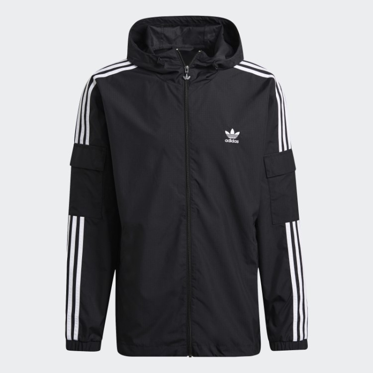 Blusão Preto Adidas Adicolor Classics Com Três Listras E Zíper Completo