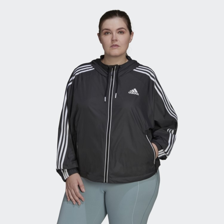 Bsc 3 Listras Jaqueta Corta-vento (tamanho Grande) Adidas Preto