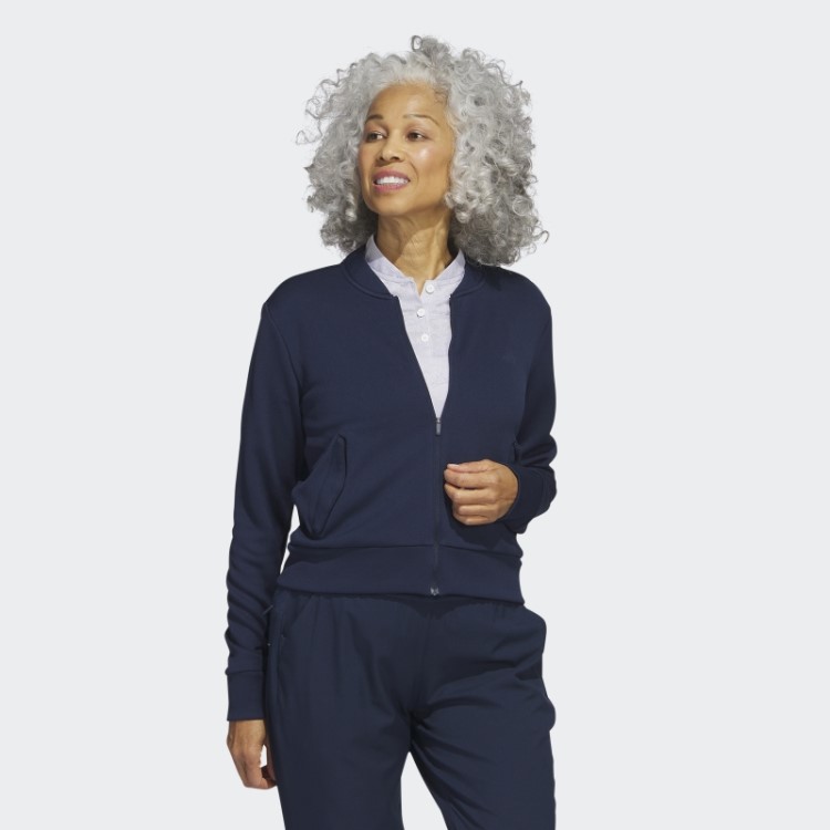 Jaqueta Bomber De Malha Adidas Azul Marinho