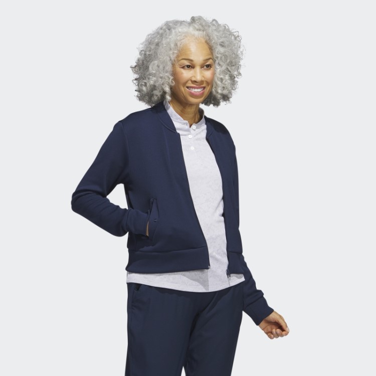 Jaqueta Bomber De Malha Adidas Azul Marinho