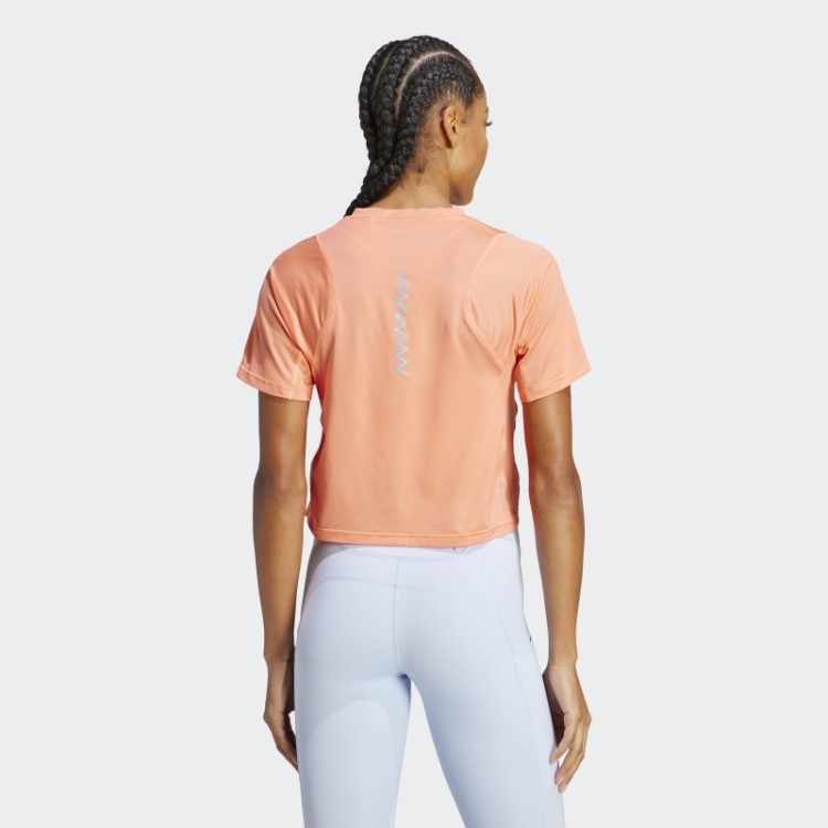 Camiseta De Corrida Fast Crop Coral Adidas