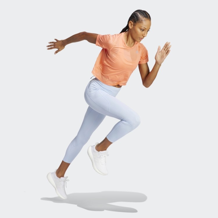 Camiseta De Corrida Fast Crop Coral Adidas