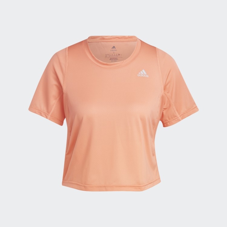 Camiseta De Corrida Fast Crop Coral Adidas