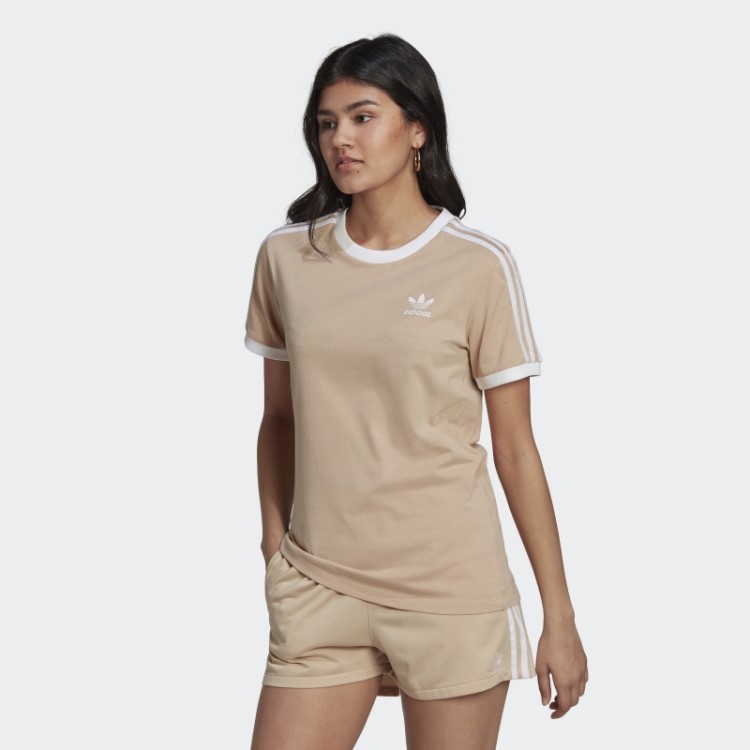 Camiseta Adicolor Classics Com As Três Listras Bege Adidas