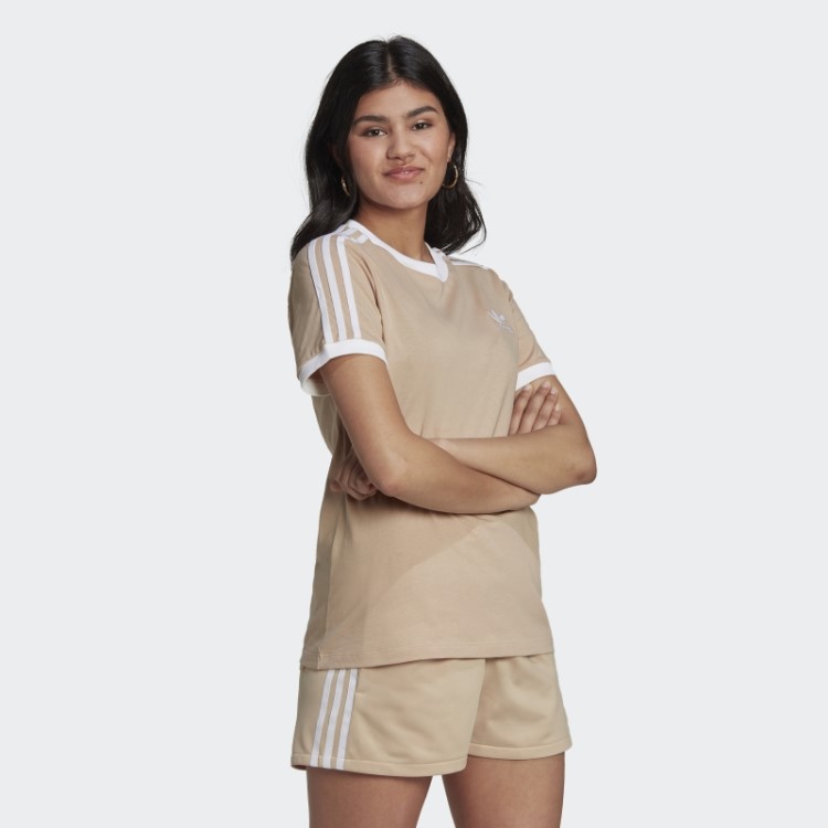 Camiseta Adicolor Classics Com As Três Listras Bege Adidas