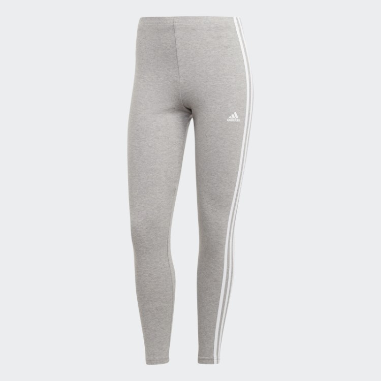 Leggings De Jérsei único De Cintura Alta Com As Três Listras Essenciais Cinza Médio Adidas