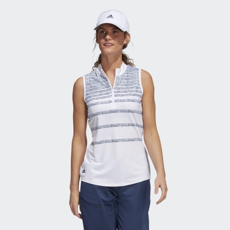 Adidas Camisa Polo Sem Mangas Com Listras Espinha De Peixe Azul Marinho