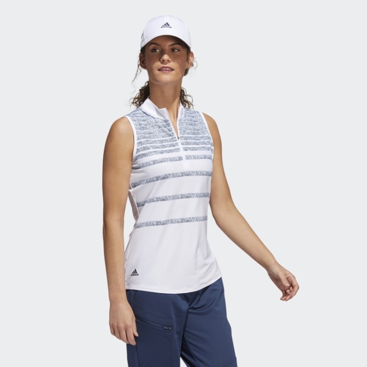 Adidas Camisa Polo Sem Mangas Com Listras Espinha De Peixe Azul Marinho
