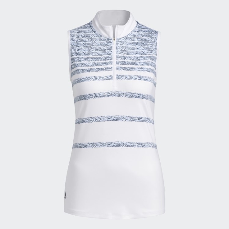 Adidas Camisa Polo Sem Mangas Com Listras Espinha De Peixe Azul Marinho