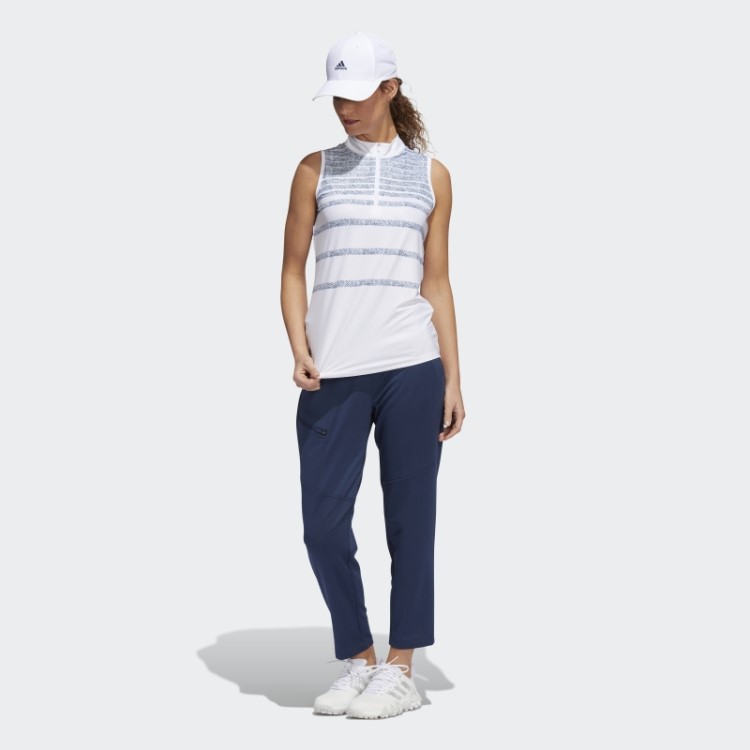 Adidas Camisa Polo Sem Mangas Com Listras Espinha De Peixe Azul Marinho