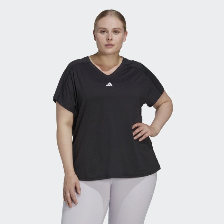 Camiseta Aeroready Train Essentials Minimal Branding Com Decote Em V (tamanho Grande) Adidas Preta
