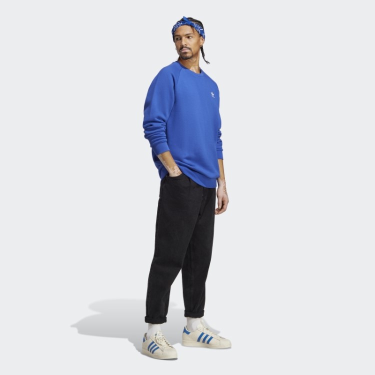 Moletom Gola Careca Trefoil Essentials Azul Adidas