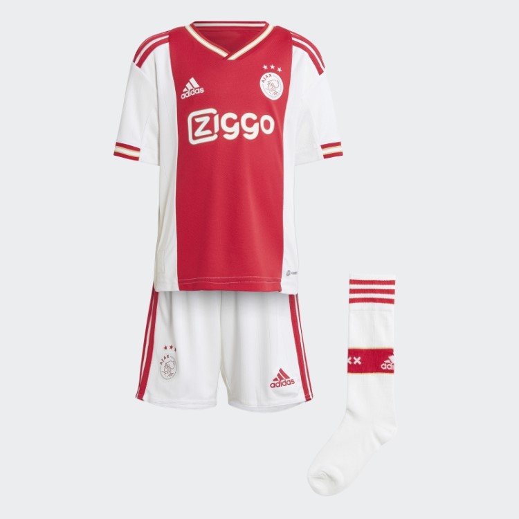 Ajax Amsterdam 22/23 Home Mini Kit Adidas Negrito Vermelho
