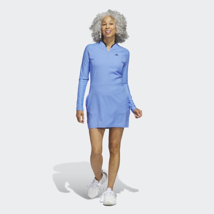 Vestido De Golfe De Manga Longa Azul Adidas