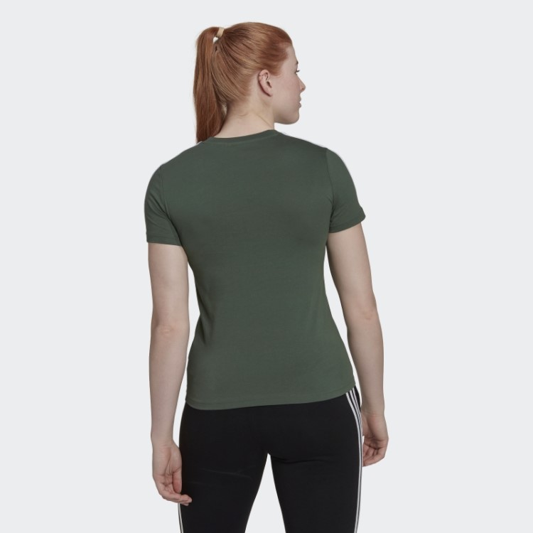 Camiseta Adidas Green Oxide Essentials Slim Com As Três Listras