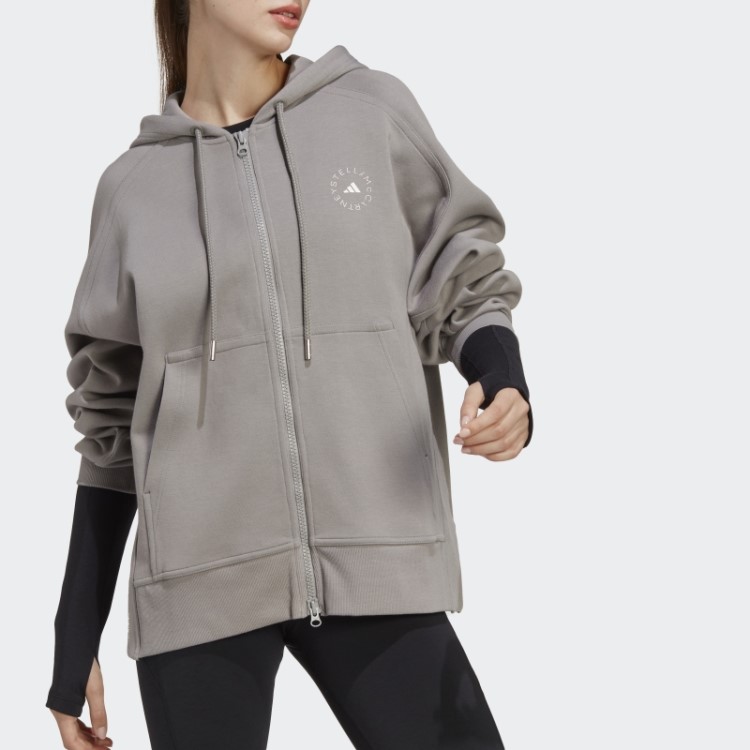 Dove Grey Moletom Adidas By Stella McCartney Com Zíper Na Moda