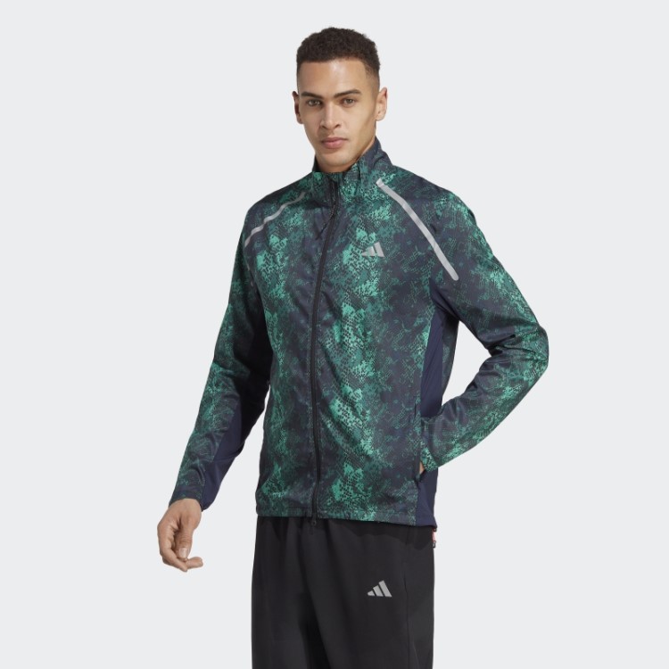 Jaqueta Maratona Preta Adidas Com Estampa Allover