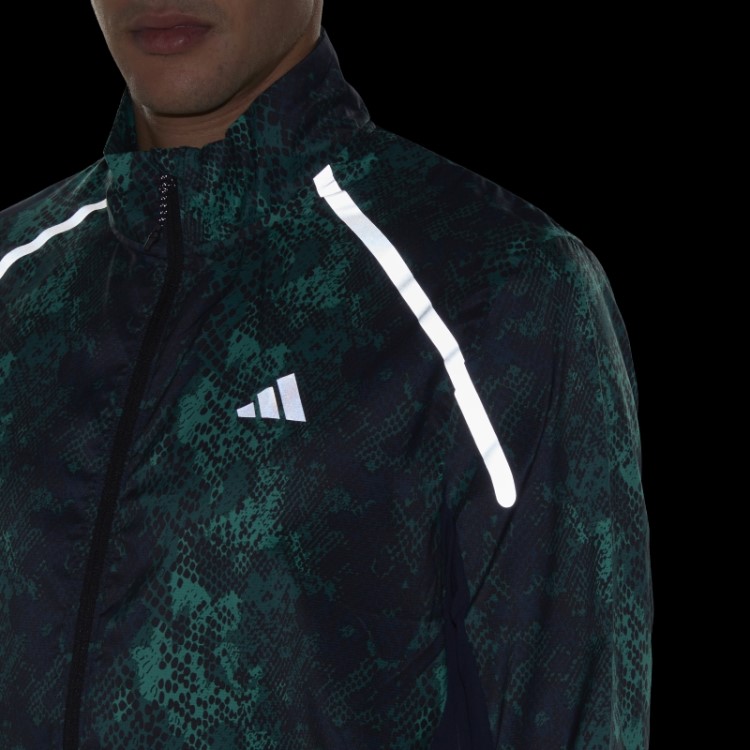 Jaqueta Maratona Preta Adidas Com Estampa Allover
