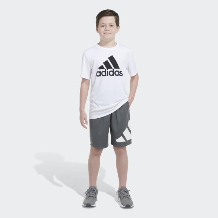 Shorts Essentials Com Logo Lateral Cinza Médio Adidas