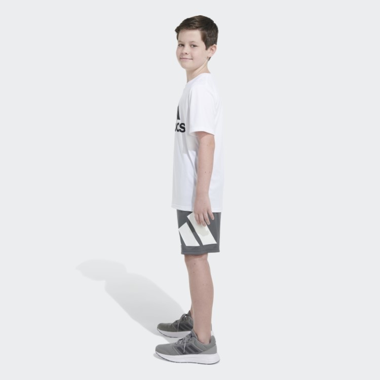 Shorts Essentials Com Logo Lateral Cinza Médio Adidas