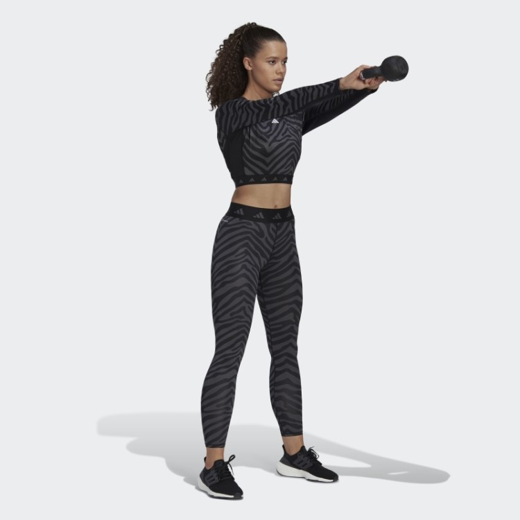 Hyperglam Techfit Crop Manga Longa Camiseta Zebra Multicolorida Adidas