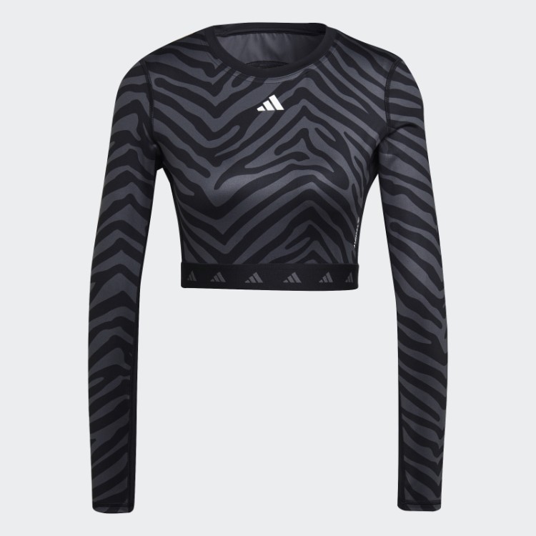 Hyperglam Techfit Crop Manga Longa Camiseta Zebra Multicolorida Adidas