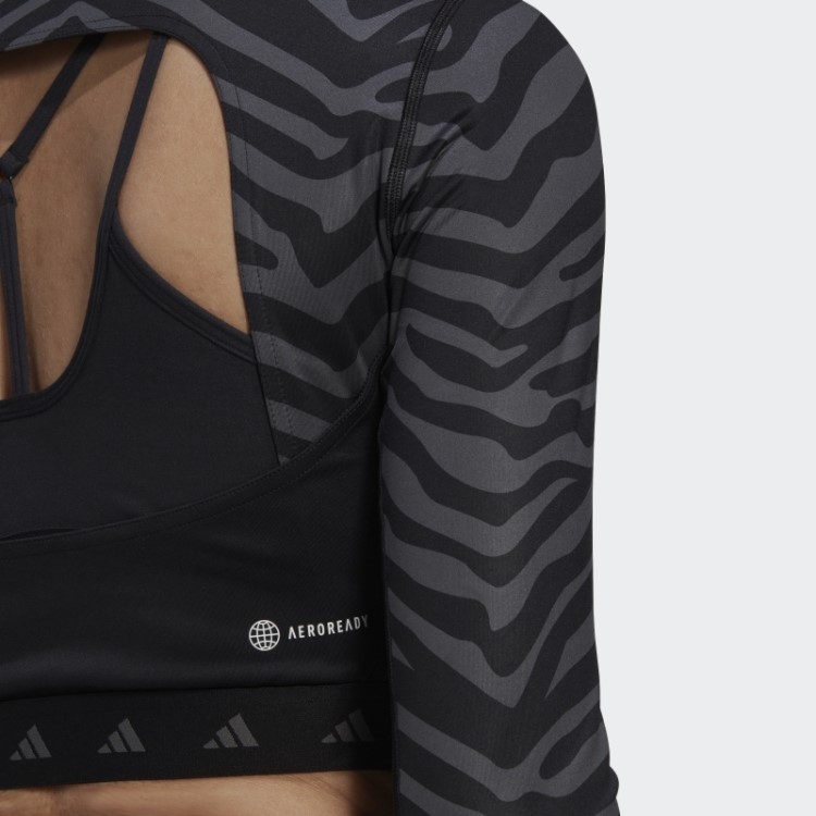 Hyperglam Techfit Crop Manga Longa Camiseta Zebra Multicolorida Adidas