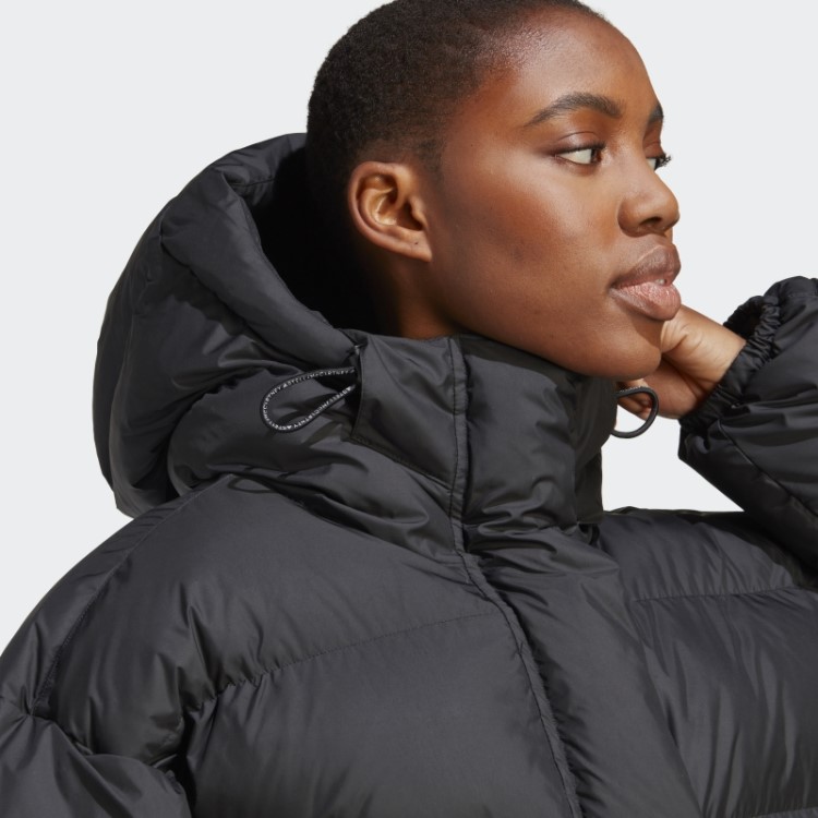 Jaqueta De Inverno Preta Adidas By Stella Mccartney De Comprimento Médio Acolchoada