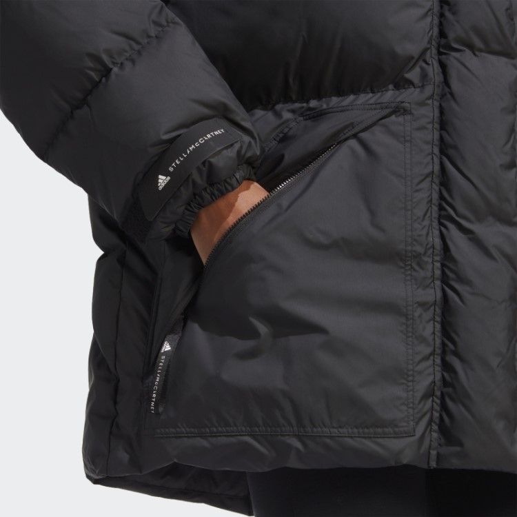 Jaqueta De Inverno Preta Adidas By Stella Mccartney De Comprimento Médio Acolchoada