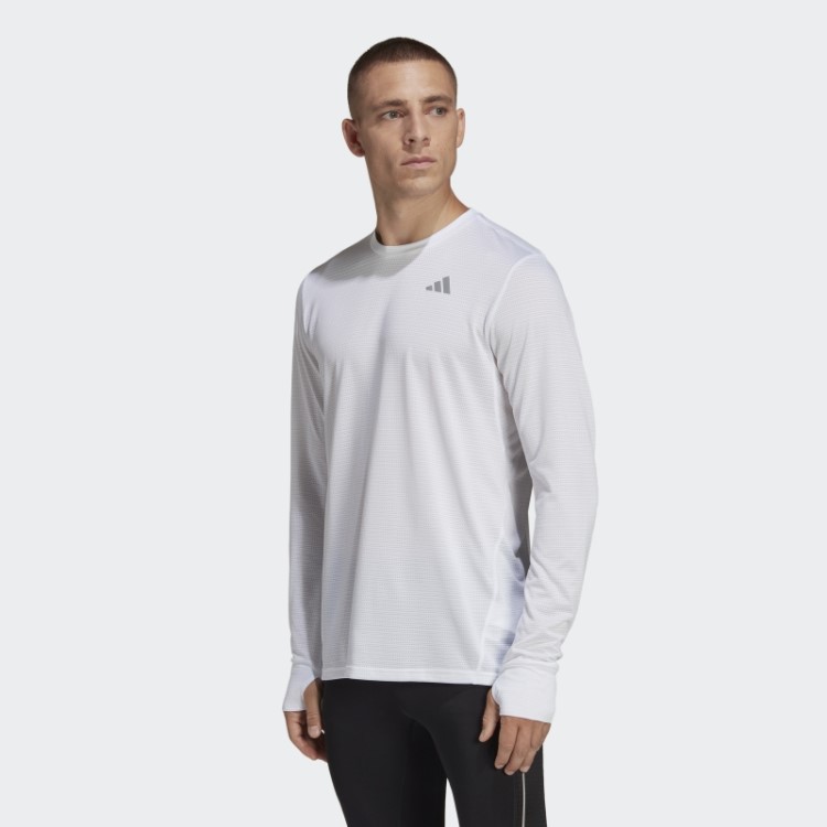 Possui A Camiseta Branca De Manga Longa The Run Adidas