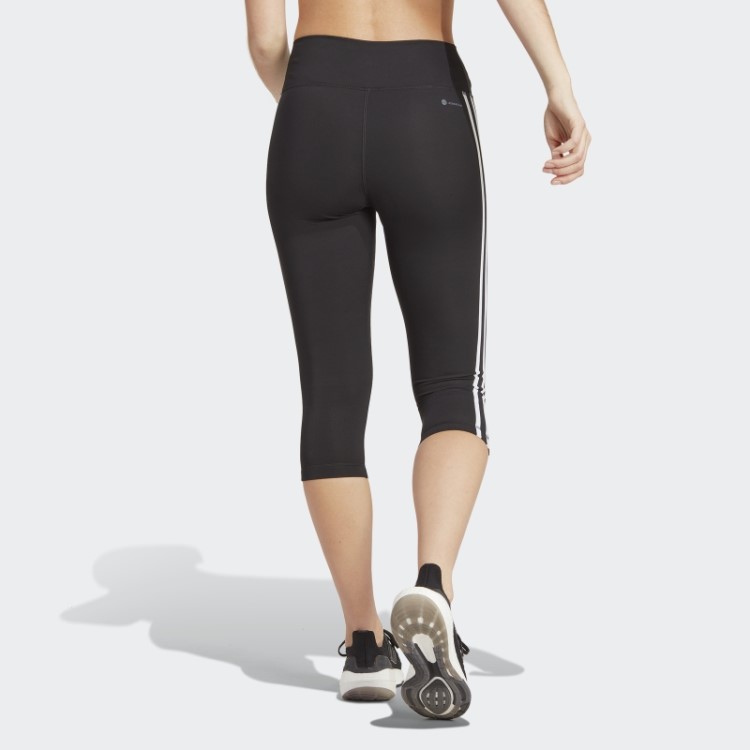 Leggings 3/4 Cintura Alta Preto Train Essentials 3 Listras Adidas