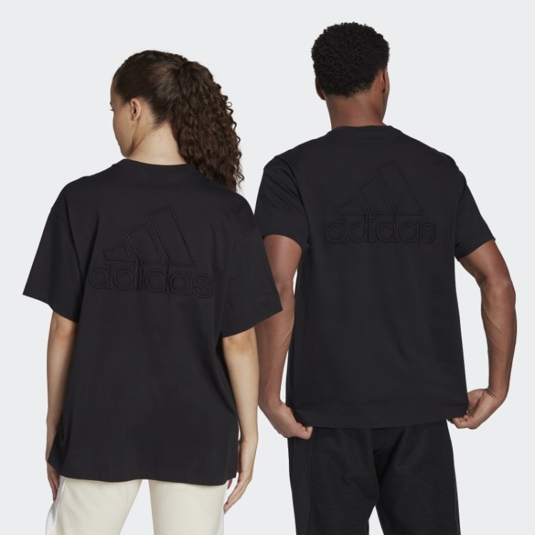Camiseta Preta Grande Emblema Da Adidas (gênero Neutro)